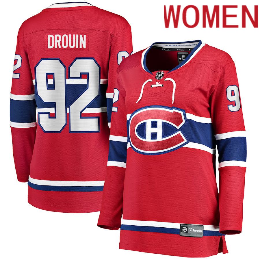 Women Montreal Canadiens #92 Jonathan Drouin Fanatics Branded Red Home Breakaway Player NHL Jersey